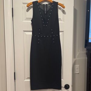 RACHEL Rachel Roy Black Midi Dress with Eyelet Details